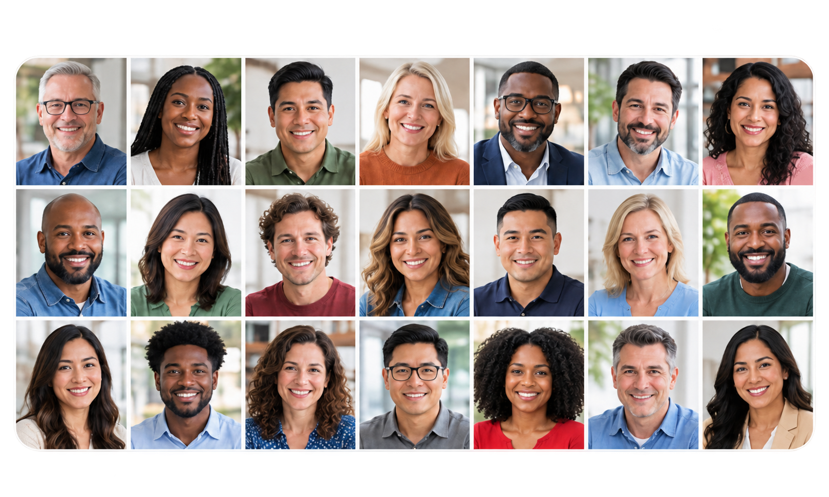 Collage of smiling men and women of diverse backgrounds representing potential customers for local service businesses.